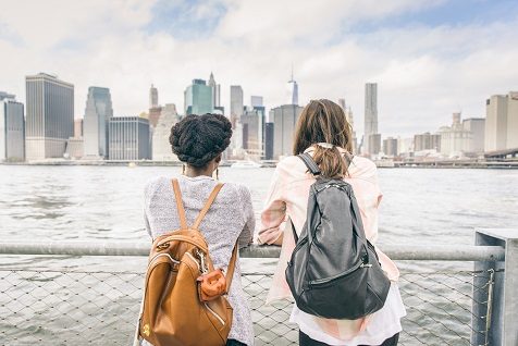 Women looking at skyline